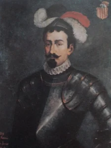 Retrato de Gonzalo Jiménez de Quesada, Oleo sobre tela. Obra de José Paramo Torrijos, 1902. Museo Nacional de Bogotá. CC-BY-NC-ND 4.0