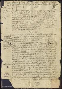 Carta de Residencia de Ambrosio Alfinger, Jerónimo Sailer y Bartolomé y Antonio Welser, alemanes, gobernadores de la Provincia de Venezuela; tomada por Juan de Frías. Archivo General de Indias.