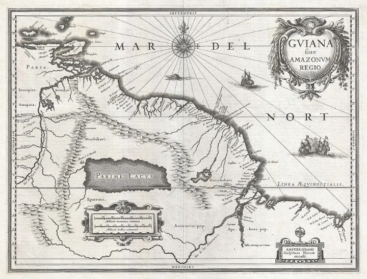 1635 Blaeu Map Guayana, Venezuela y El Dorado - Geographicus - Guiana-blaeu-1635.