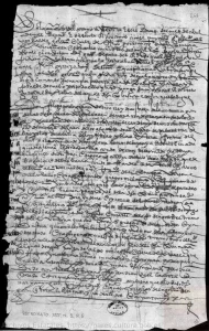 méritos y servicios de Diego García de Paredes, uno de los primeros pobladores de Nueva Segovia y de la provincia de Venezuela, la ciudad de Trujillo y después persiguió al tirano Lope de Aguirre desde el año de 1561. Tocuyo, 23 de diciembre de 1562. PATRONATO,155,N.1,R.6.‎Archivo General de Indias. CC BY-NC-ND 4.0 Internacional.