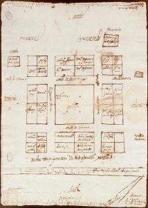 Plano de la ciudad de Nueva Segovia (Barquisimeto), 1579. Archivo General de Indias. Licencia CC BY-NC-ND 4.0 Internacional.