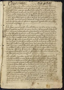 Demanda en residencia contra Juan de Carvajal, gobernador de la provincia de Venezuela, sobre haberse nombrado falsamente gobernador y haber decapitado a Bartolomé Welser y Felipe de Huten. Archivo General de Indias. CC BY-NC-ND 4.0 Internacional.