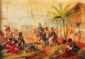 Diseño de acuarela de 1860 environ, representante de los soldados federales, colgante de la guerra federal de 1859-1863.Autor desconocido. CC-BY-NC-ND 4.0