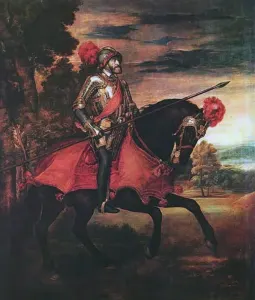 El emperador Carlos V en Mühlberg. Óleo/tela. Tiziano Vecellio, 1558. Museo del Prado. Madrid. (p. 174) Pino Iturrieta, E. (Coord.). (2006). Historia Global de Venezuela: Vol. I. Venezuela Precolombina y época colonial. Editorial Globe. ISBN 980-6427-14-9. Depósito Legal: lf 816200590052.A. CC-BY-NC-ND 4.0