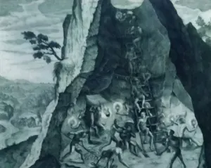 Aunque T. de Bry se refiere en este grabado a una mina de oro, se trata en realidad del más fabuloso yacimiento de plata en Potosí, descubierto a mediados del Siglo XVI. De esta montaña de plata empezó a fluir a España un verdadero torrente de ese metal precioso. «Como los indios sacan el oro de las montañas». Grabado. Grands Voyages - Americae. 1590 -1619. Theodore de Bry. (p. 182) Pino Iturrieta, E. (Coord.). (2006). Historia Global de Venezuela: Vol. I. Venezuela Precolombina y época colonial. Editorial Globe. ISBN 980-6427-14-9. Depósito Legal: lf 816200590052.A. CC-BY-NC-ND 4.0