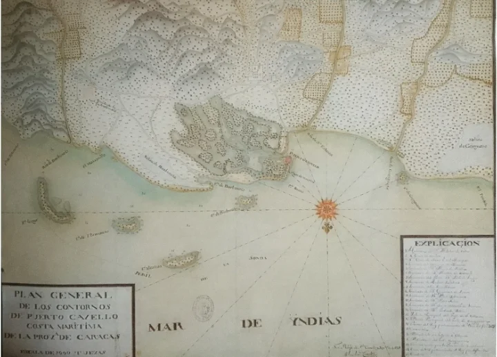 Plano general de los contornos de Puerto Cabello. Costa marítima de la provincia de Caracas. Juan Amador Courten, 1735. Servicio Histórico Militar. Madrid. CC-BY-NC-ND 4.0