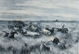 Corrida de ganado de los llanos. América pintoresca. Carlos Wiener. Barcelona, 1884. CC-BY-NC-ND 4.0