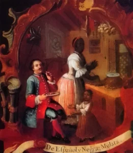 De español y negra, mulata. Óleo/tela. Joseph de Páez (atribuido), México 1720. Colección privada, Caracas. CC-BY-NC-ND 4.0