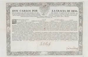 Formulario de real provisión de Carlos III concediendo patente de corso.Signatura: DOCUMENTOS_ESCOGIDOS, N.110. Fecha Creación: Posterior a 1779-07-25 , San Ildefonso o La Granja (Real Sitio de San Ildefonso, Segovia, España) Nivel de Descripción: Unidad Documental Simple. Código de Referencia: ES.41091.AGI/6.1//DOCUMENTOS_ESCOGIDOS,N.110. PARES (Portal de Archivos Españoles).
