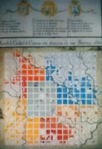 Plano de la ciudad de Caracas con división de sus barrios. Joseph C. de Agüero, 1775. Archivo General de Indias. Sevilla. CC-BY-NC-ND 4.0