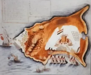 Plano de la isla de La Tortuga y de los establecimientos que los holandeses tienen en ella. Juan Bautista Antonelli, 1638. Archivo General de Indias. Sevilla. CC-BY-NC-ND 4.0